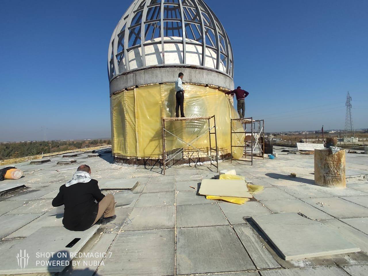 الكوادر الهندسية تستمر بأعمال الصيانة في مزار السيد إبراهيم احمر العينين ( رضوان الله تعالى عليه)